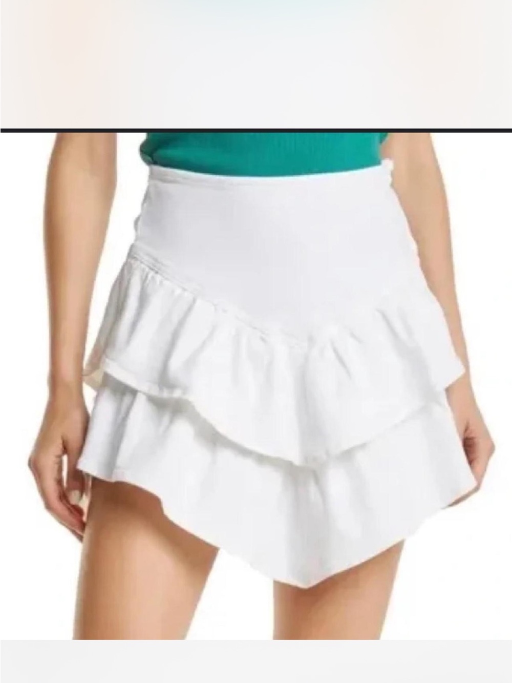 Mother denim White Ruffle Tiered Denim Jean Skirt size 33 NWT
